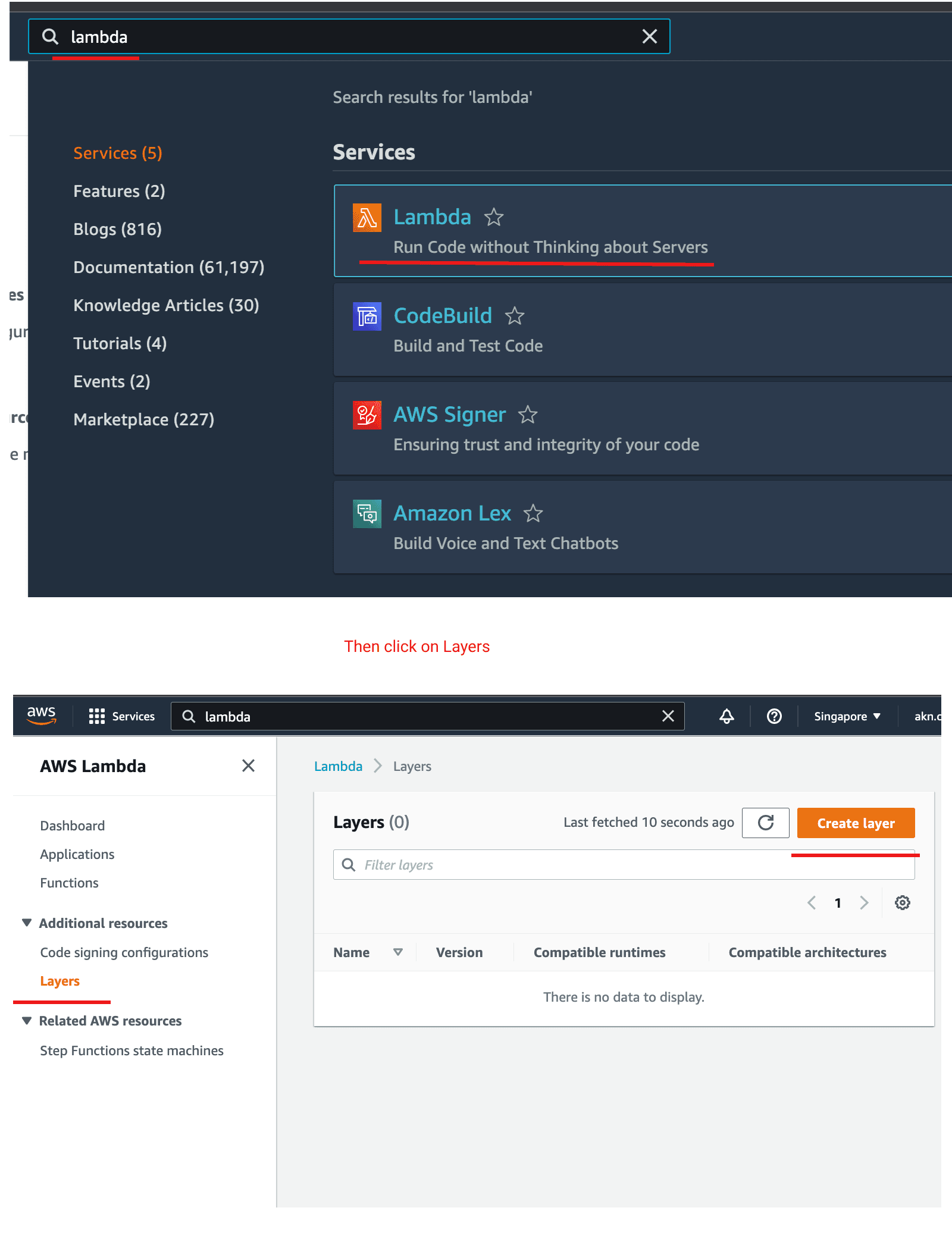 Step 1 : Create Layer and Deploy Layer.